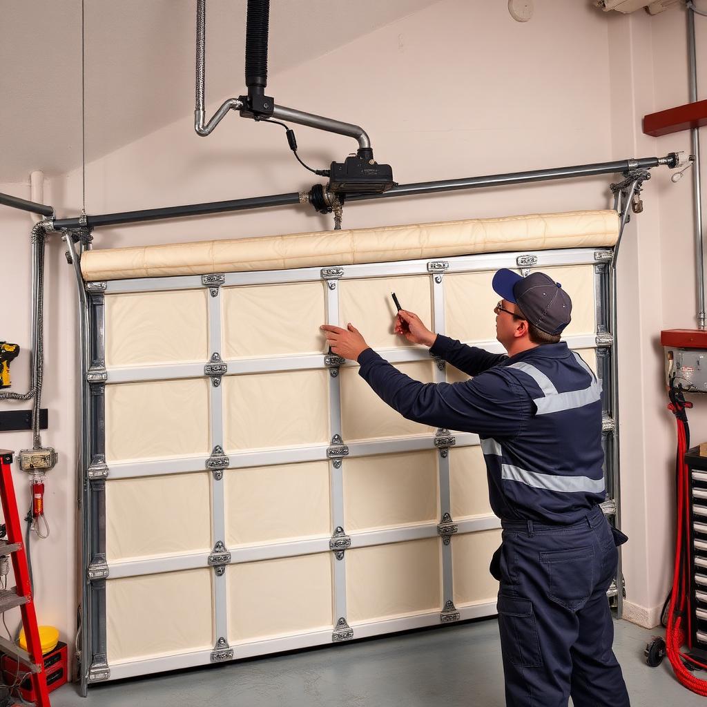 Professional garage door insulation panel installation by certified technician